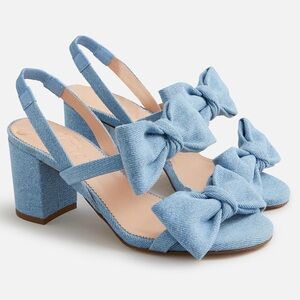 NWOB J. Crew Lucie Union Blue Bow Slingback Sandals in Denim Twill Sz 7